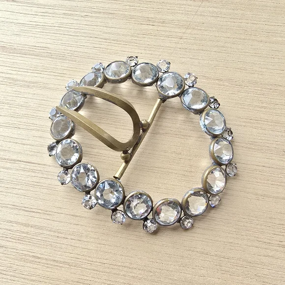 Antique Victorian/Edwardian Paste, Sterling Silver And Gilt ‘Sash’ Buckle Circa - Picture 3 of 4